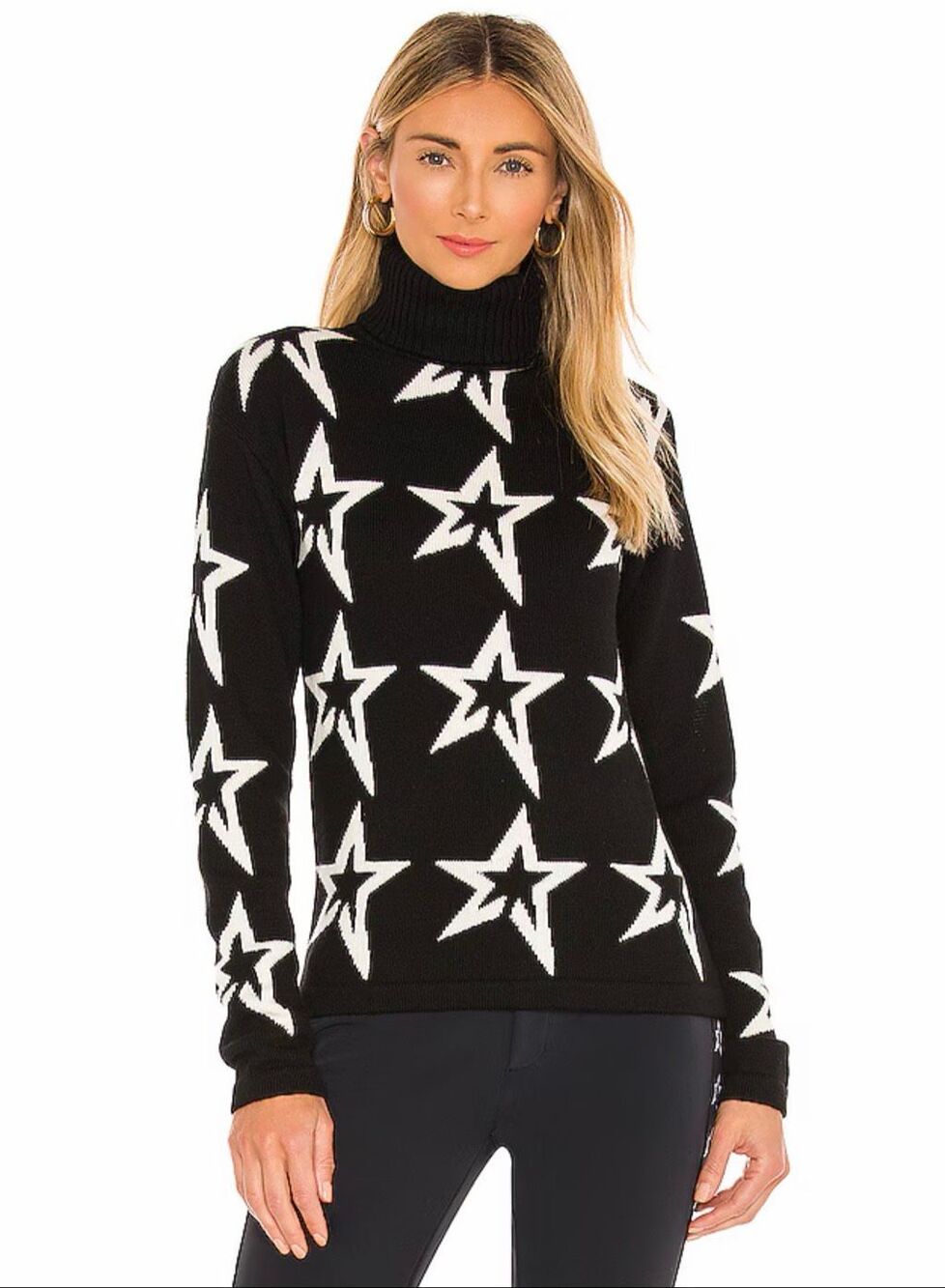 Perfect Moment Star Dust Sweater in Black & Snow White Star S